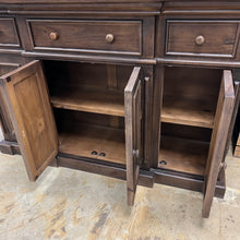 Load image into Gallery viewer, 4839 - 4 door 3 drawer console dark stain
