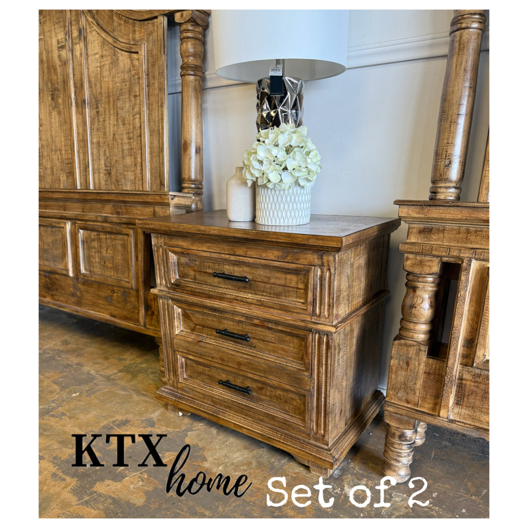 5048 - three drawer nightstand set honeywood