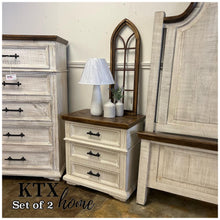 Load image into Gallery viewer, 4627 - three drawer nightstand set white/pecan
