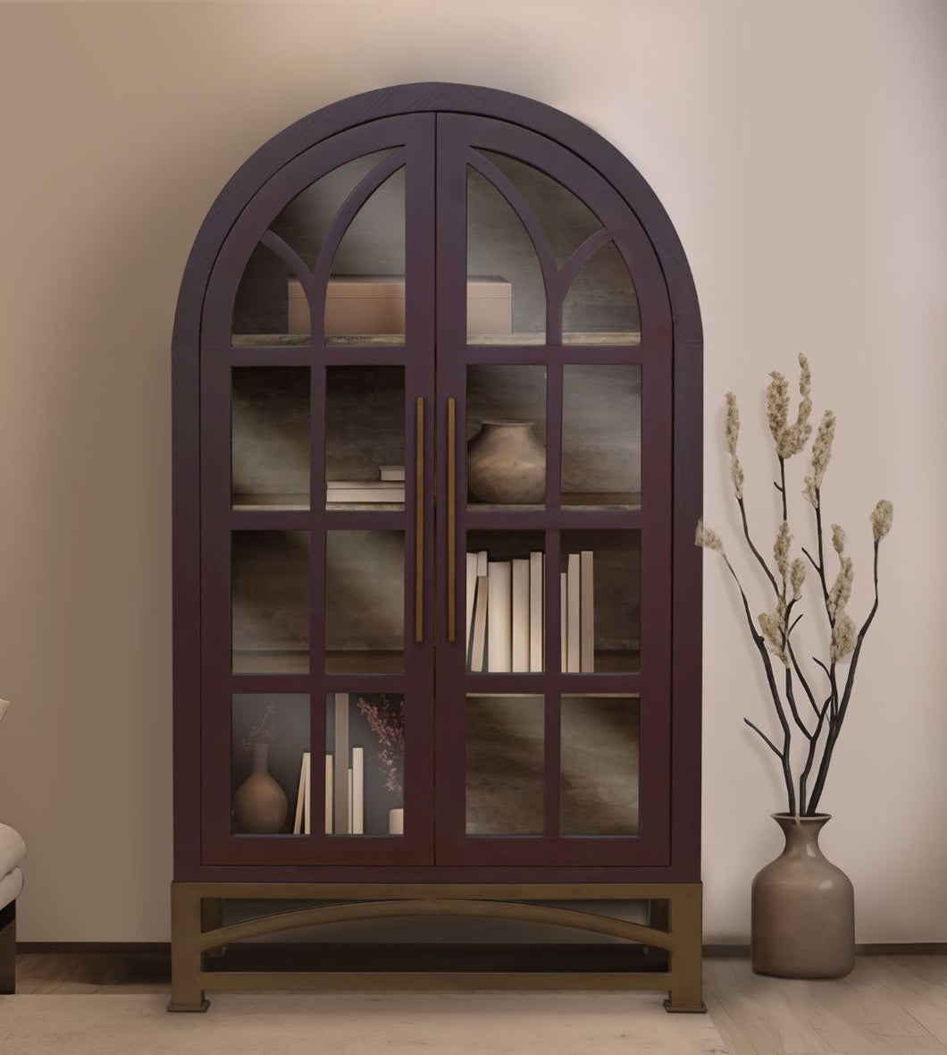 4825 - 2 door arched cabinet plum