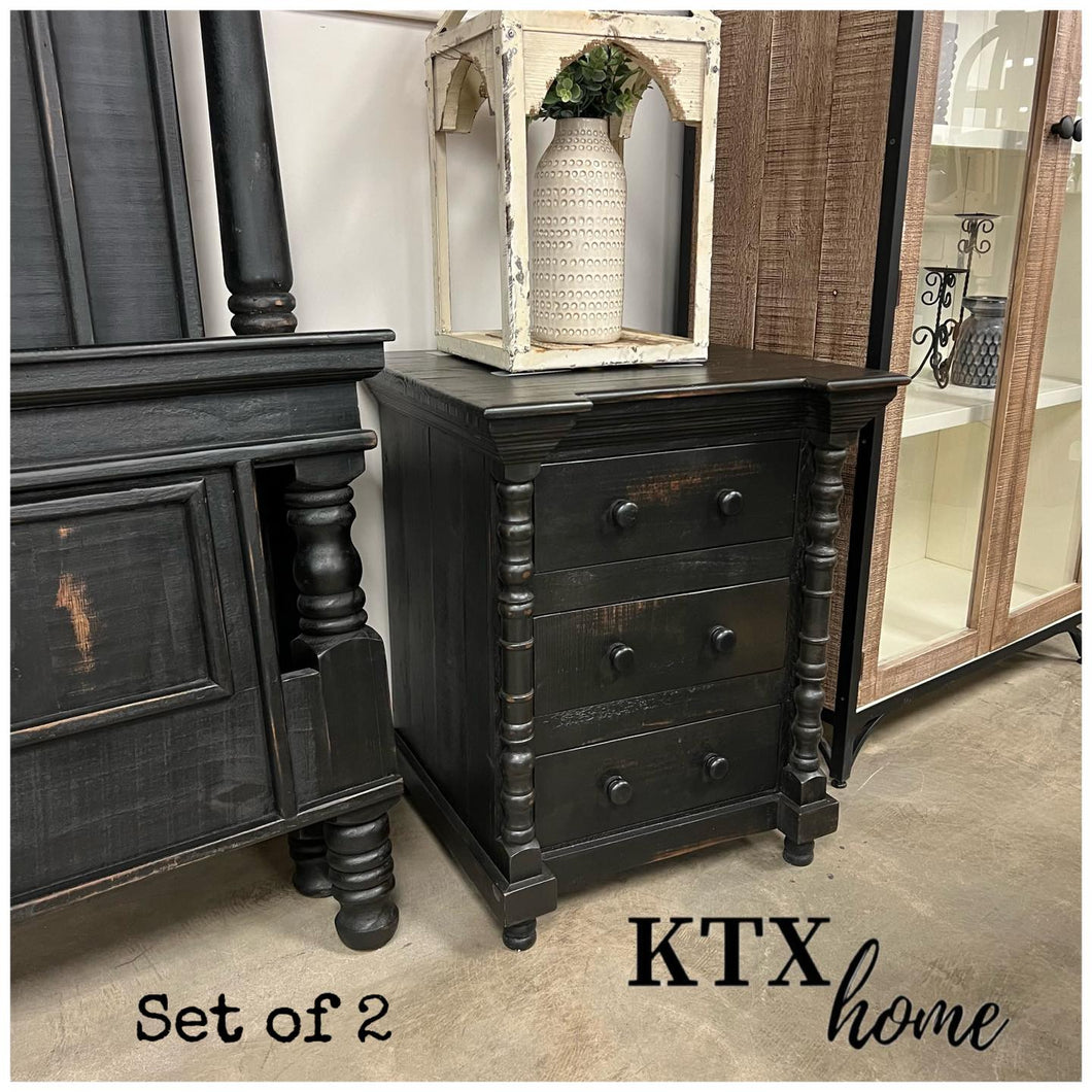 4836 - 3 drawer nightstand set black