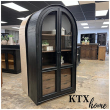 Load image into Gallery viewer, 4843 - arched top cabinet with dwrs black/stained
