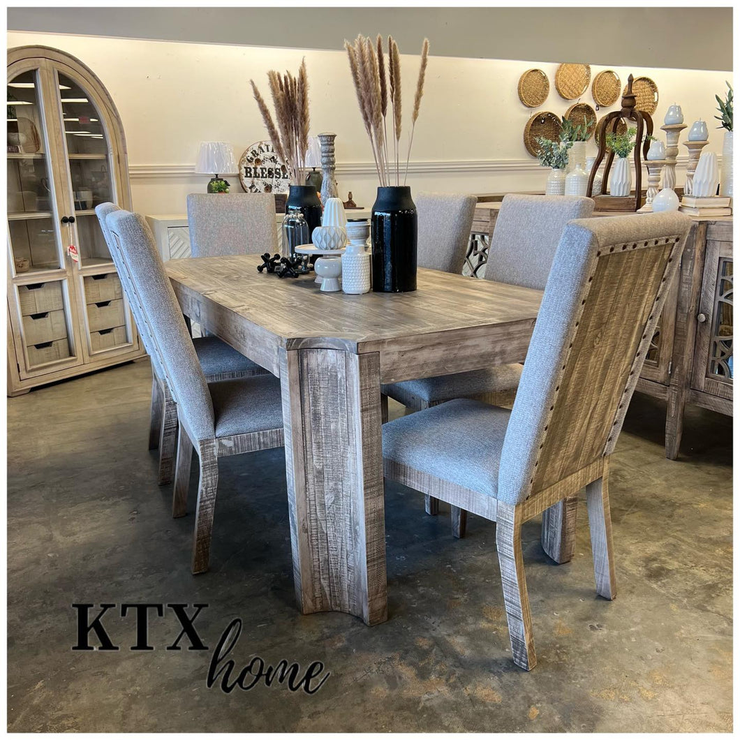 4914 - curved leg dining table sandstone