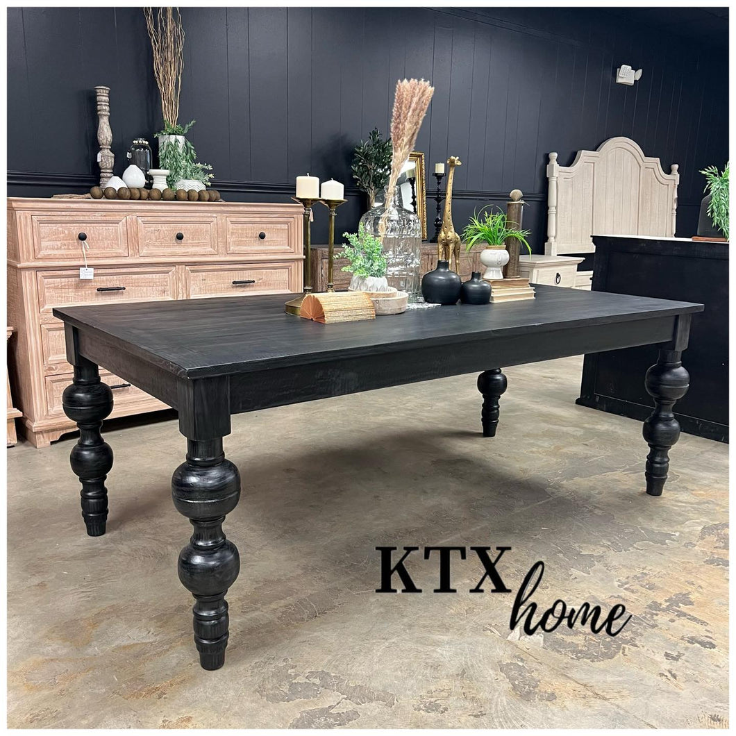 4944 - 7' black turned leg table