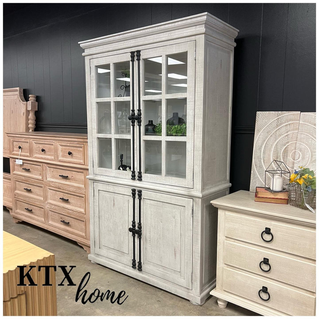 5007 - four door hutch iron hardware marble