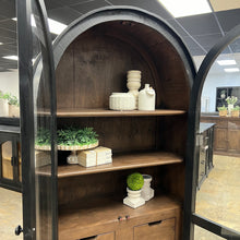 Load image into Gallery viewer, 4843 - arched top cabinet with dwrs black/stained
