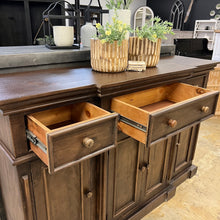 Load image into Gallery viewer, 4839 - 4 door 3 drawer console dark stain
