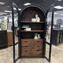 Load image into Gallery viewer, 4843 - arched top cabinet with dwrs black/stained
