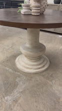 Load and play video in Gallery viewer, 4842 - 48&quot; solid wood pedestal table white/stained
