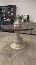 Load and play video in Gallery viewer, 4842 - 48&quot; solid wood pedestal table white/stained
